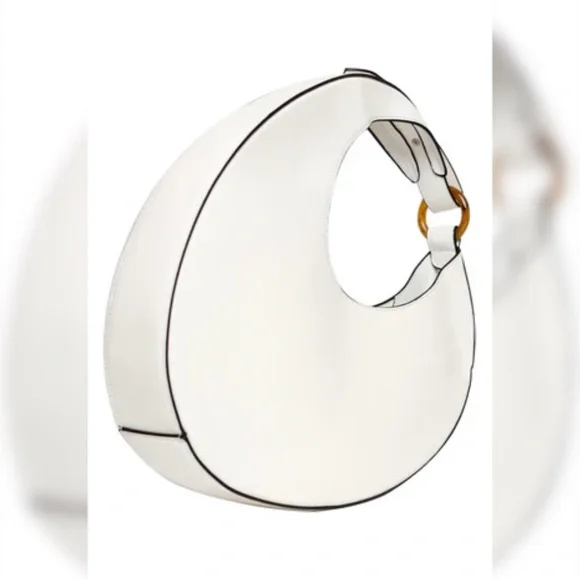 Elegant White Vegan Leather Women's Bag Unique Shape - Picture 4 of 6